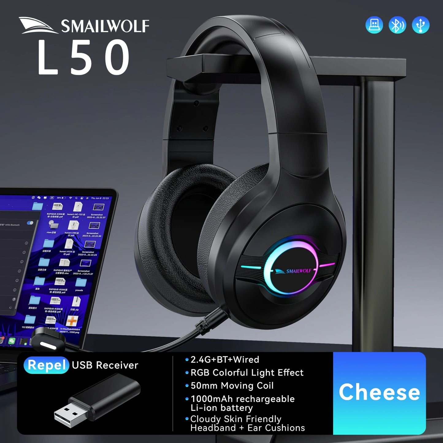SmailWolf-L80 Bluetooth Headphones
