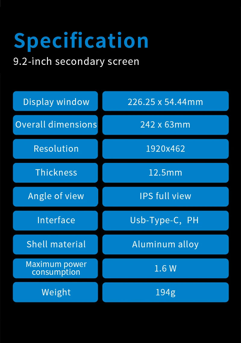 TURZX 9.2-Inch USB Monitor