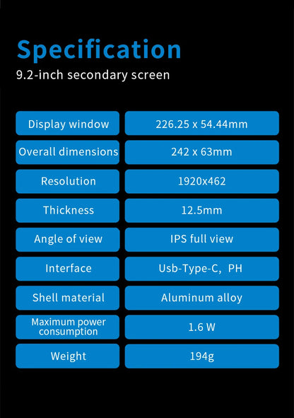 TURZX 9.2-Inch USB Monitor