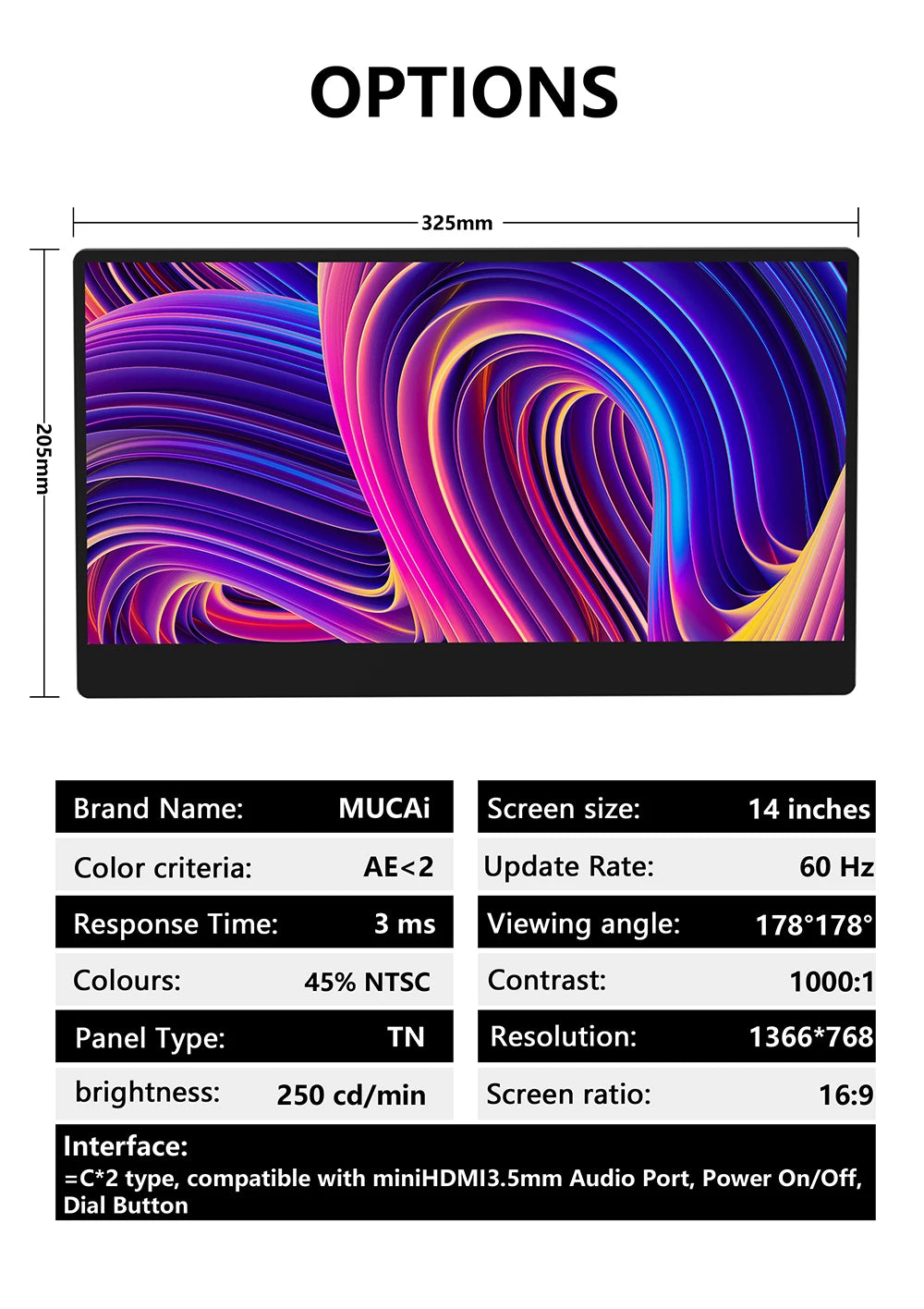 MUCAI 14-Inch Portable Monitor